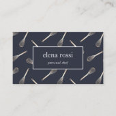 Navy & Gold Whisk Pattern | Chef Catering Bakery Visitekaartje (Voorkant)