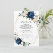 Navy Gold White Champagne Ivory Geometric Details Informatiekaartje (Staand voorkant)