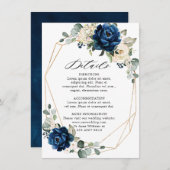 Navy Gold White Champagne Ivory Geometric Details Informatiekaartje (Voorkant / Achterkant)