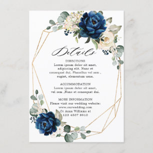 Navy Gold White Champagne Ivory Geometric Details Informatiekaartje
