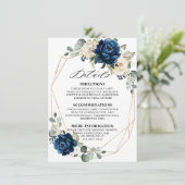 Navy Gold White Champagne Ivory Geometric Details Informatiekaartje (Staand voorkant)