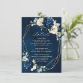 Navy Gold White Champagne Ivory Geometric Details Informatiekaartje (Staand voorkant)