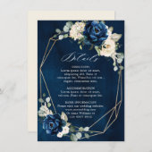 Navy Gold White Champagne Ivory Geometric Details Informatiekaartje (Voorkant / Achterkant)