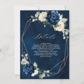 Navy Gold White Champagne Ivory Geometric Wedding Kaart (Achterkant)