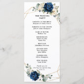 Navy Gold White Champagne Ivory Geometric Wedding Programmakaart (Achterkant)