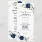 Navy Gold White Champagne Ivory Geometric Wedding Programmakaart (Voorkant / Achterkant)