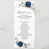 Navy Gold White Champagne Ivory Geometric Wedding Programmakaart (Voorkant)