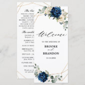 Navy Gold White Champagne Ivory Geometric Wedding Programmakaart (Voorkant / Achterkant)