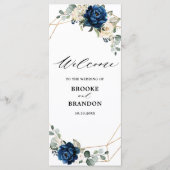 Navy Gold White Champagne Ivory Geometric Wedding Programmakaart (Voorkant)