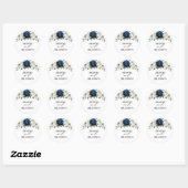 Navy Gold White Champagne Ivory Geometric Wedding Ronde Sticker (Vel)