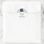 Navy Gold White Champagne Ivory Geometric Wedding Ronde Sticker (Tas)