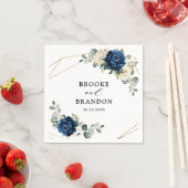 Navy Gold White Champagne Ivory Geometric Wedding Servet (Insitu)