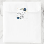 Navy Gold White Champagne Ivory Geometric Wedding Vierkante Sticker (Tas)