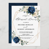 Navy Gold White Champagne Ivory Rehearsal Dinner Kaart (Voorkant / Achterkant)