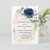 Navy Gold White Champagne Ivory Rehearsal Dinner Kaart (Staand voorkant)