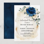 Navy Gold White Champagne Ivory Rehearsal Dinner Kaart (Voorkant / Achterkant)