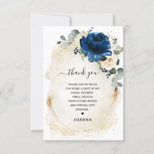 Navy Gold White Champagne Ivory Roos Vrijgezellenf Bedankkaart