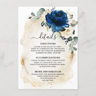 Navy Gold White Champagne Ivory Rozen - Gegevens Informatiekaartje