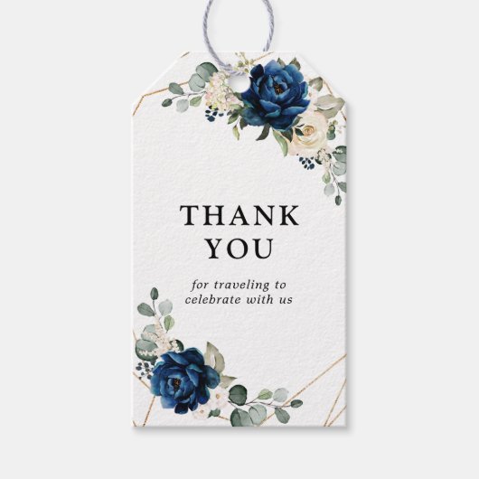 Navy Gold White Champagne Ivory Wedding  Thank you Cadeaulabel (Voorkant)
