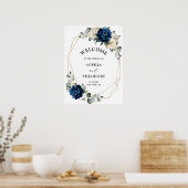 Navy Gold White Champagne Ivory  Wedding Welcome Poster (Keuken)