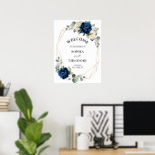 Navy Gold White Champagne Ivory  Wedding Welcome Poster (Thuiskantoor)