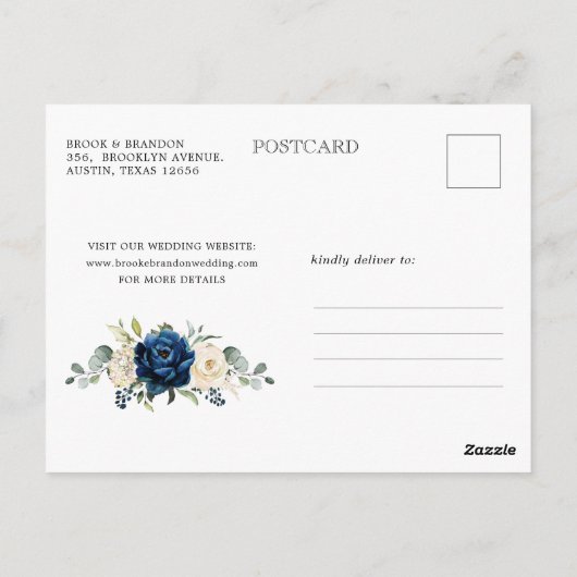 Navy Gold White Ivory Geometric Save the date Briefkaart (Achterkant)