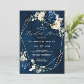 Navy Gold White Ivory Geometric Vrijgezellenfeest Kaart (Staand voorkant)