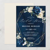 Navy Gold White Ivory Geometric Vrijgezellenfeest Kaart (Voorkant / Achterkant)