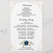 Navy Gold White Ivory Geometric Wedding Programme (Achterkant)