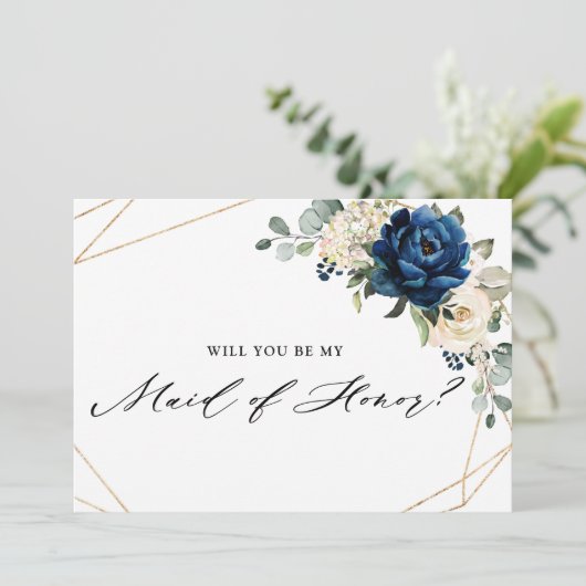 Navy Gold White Ivory, zal je mijn zegen zijn Kaart (Staand voorkant)