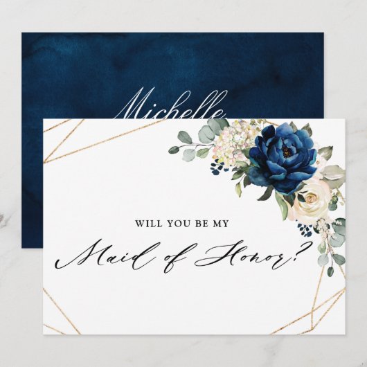 Navy Gold White Ivory, zal je mijn zegen zijn Kaart (Voorkant / Achterkant)