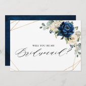 Navy Gold White Ivory zal mijn Bridesmaid zijn Kaart (Voorkant / Achterkant)