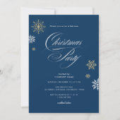 Navy Gold White Sneeuwvlok Kantoor Kerstfeest Kaart (Voorkant)