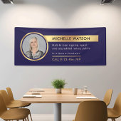 Navy & Gold Zakelijk Adverteren Foto Spandoek