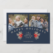 Navy Golden Effect Elegant 2 Photos Christmas (Voorkant)