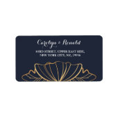 Navy & golden floral Address Label (Voorkant)