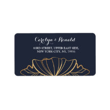 Navy & golden floral Address Label