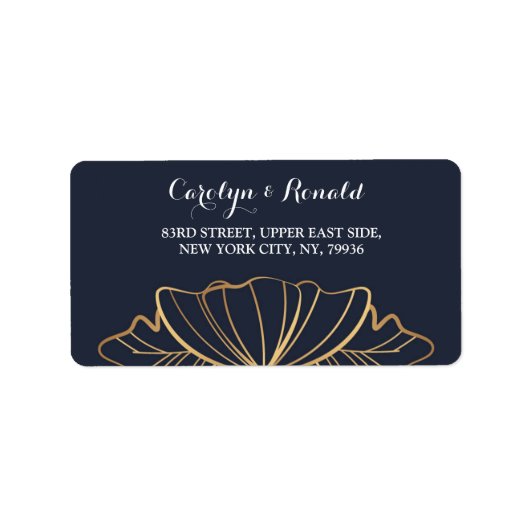 Navy & golden floral Address Label (Voorkant)