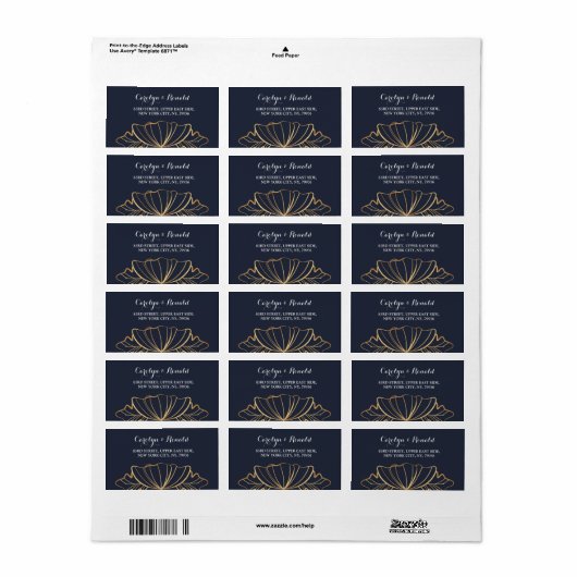 Navy & golden floral Address Label (Full Sheet)