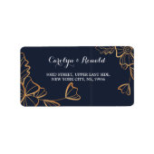 Navy & golden floral Address Label (Voorkant)