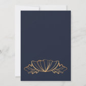 Navy & golden floral table number kaart (Achterkant)