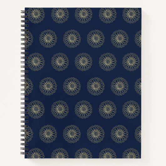 Navy | Golden Zinnia Flower Medallions Notitieboek (Voorkant)