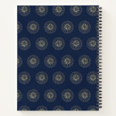 Navy | Golden Zinnia Flower Medallions Notitieboek (Achterkant)