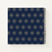 Navy | Golden Zinnia Flower Medallions Notitieboek (Achterkant)