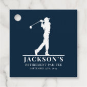 Navy Golf Thema Pensioen Par-t-shirt Bedankjes Labels (Voorkant)