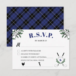 Navy Golf Thema Pensioen Party Maaltijd Keuze RSVP Kaartje