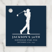 Navy Golf Thema Verjaardag Par-t-shirt Bedankjes Labels (Voorkant)