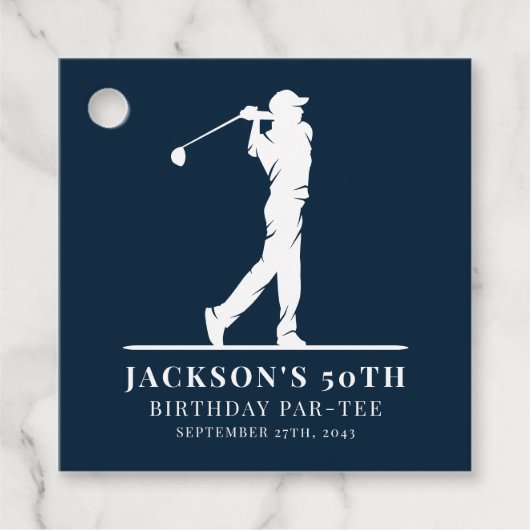 Navy Golf Thema Verjaardag Par-t-shirt Bedankjes Labels (Voorkant)