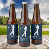 Navy Golf Thema Verjaardag Par-t-shirt Bier Etiket
