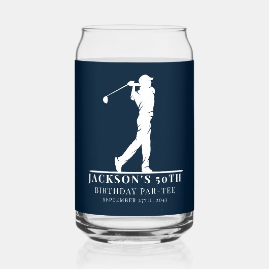 Navy Golf Thema Verjaardag Par-t-shirt Blikvorm Glas (Achterkant)